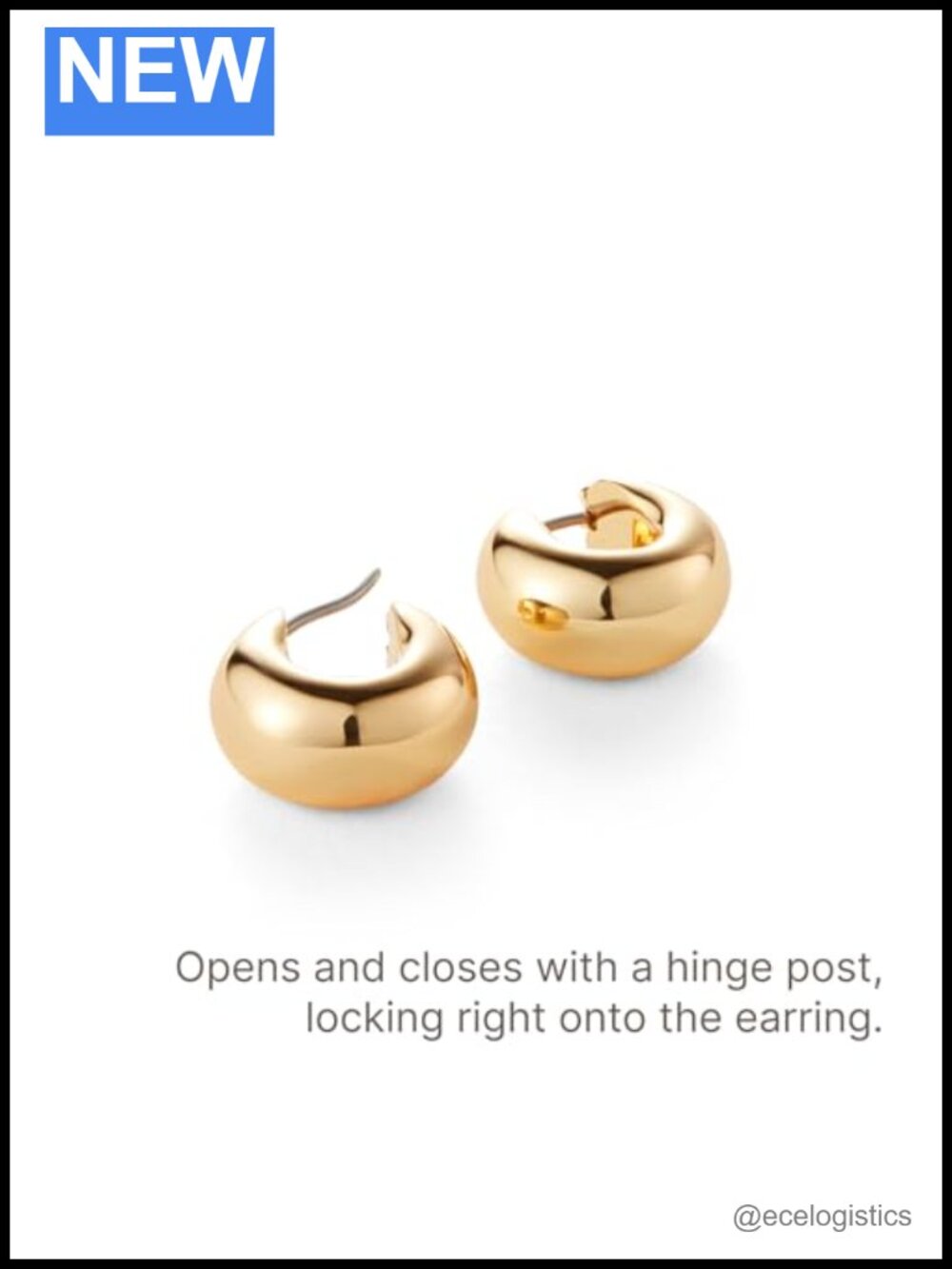 Stainless Steel Mini Hoop Earrings Hinge Back - Picture 2 of 5